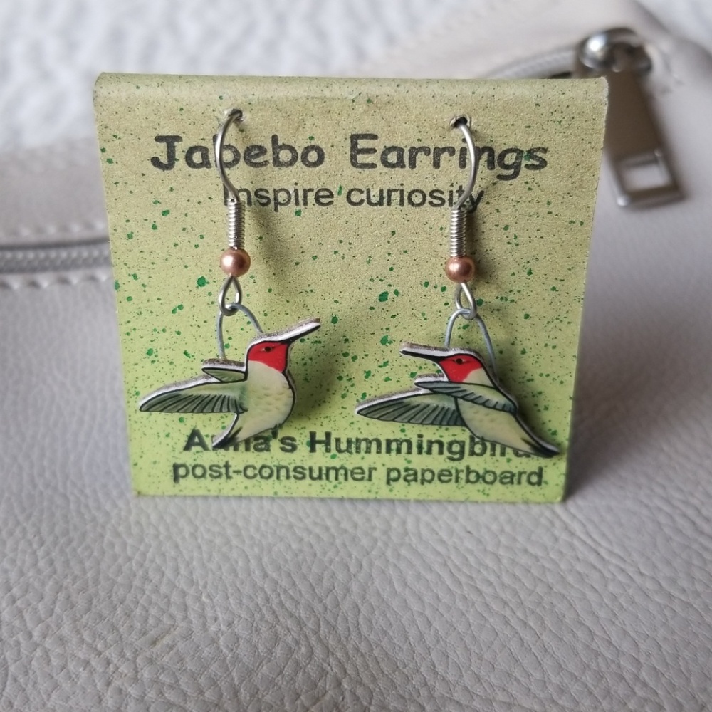 Hummingbird Earrings and Travel Jewelry Bag